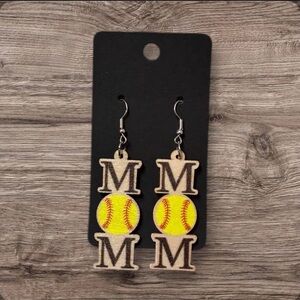 Yellow Softball Earrings